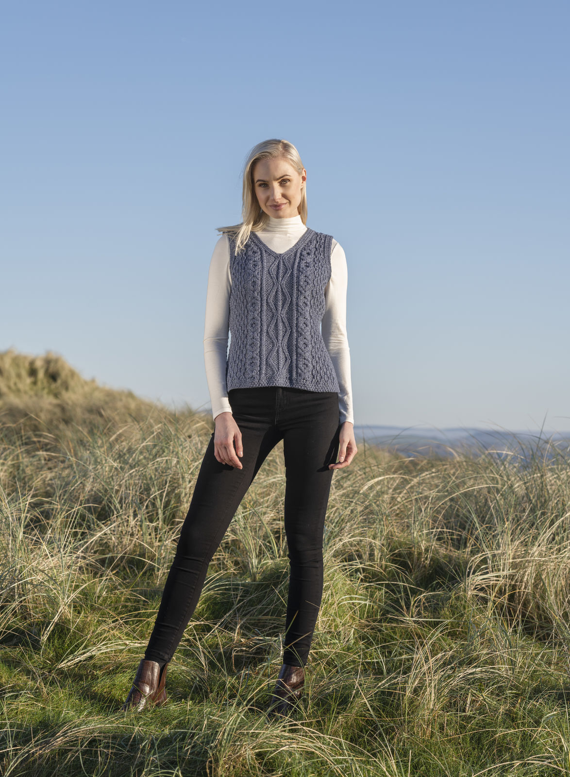 Ladies Merino Wool Slipover By Aran Mills