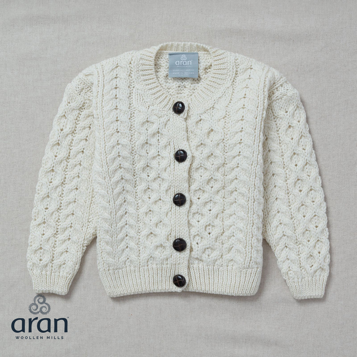 Childrens Supersoft Merino Wool 6 Button Cardigan by Aran Mills - 4 Colours