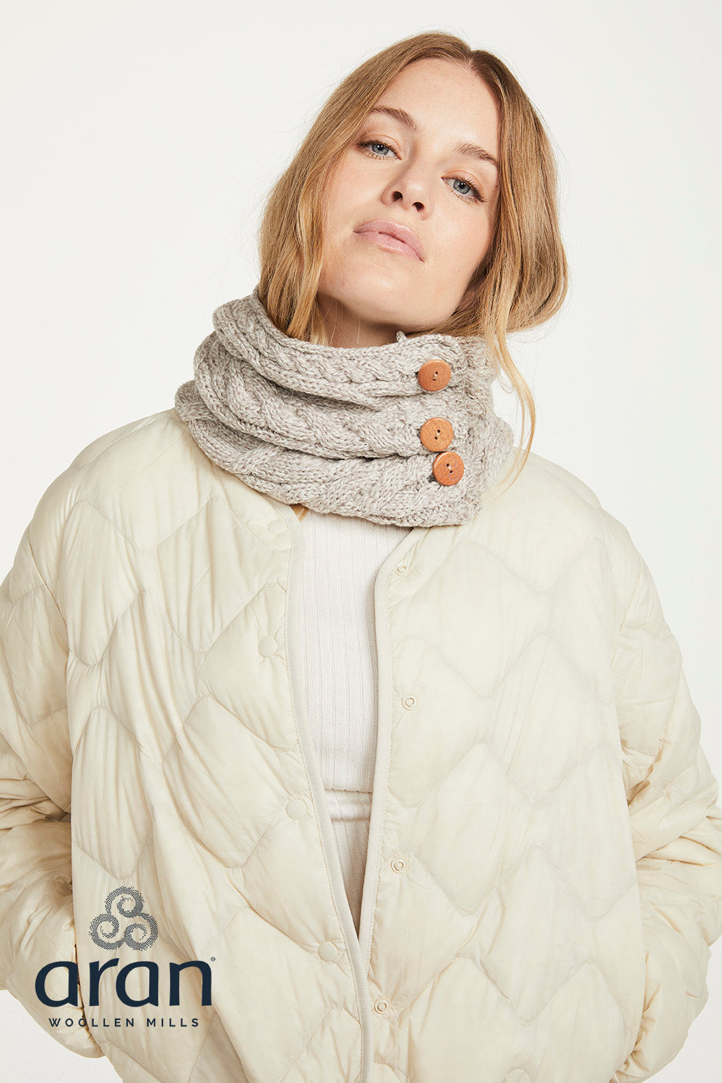 Ladies Supersoft Merino 5 Button Snood by Aran Mills - 5 Colours