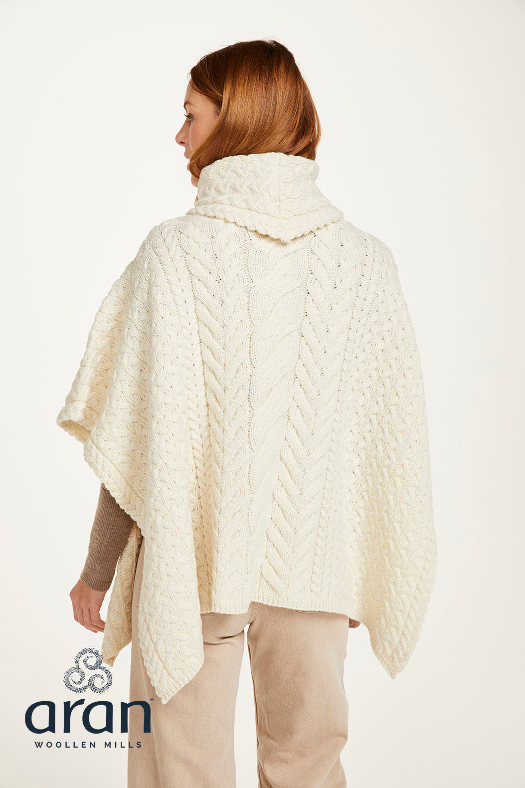 Ladies Supersoft Merino Wool Cowl Neck Poncho by Aran Mills - 6 Colours