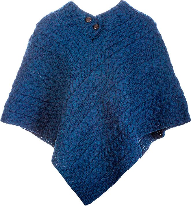 Ladies Merino Wool Poncho by Aran Mills - 9 Colours