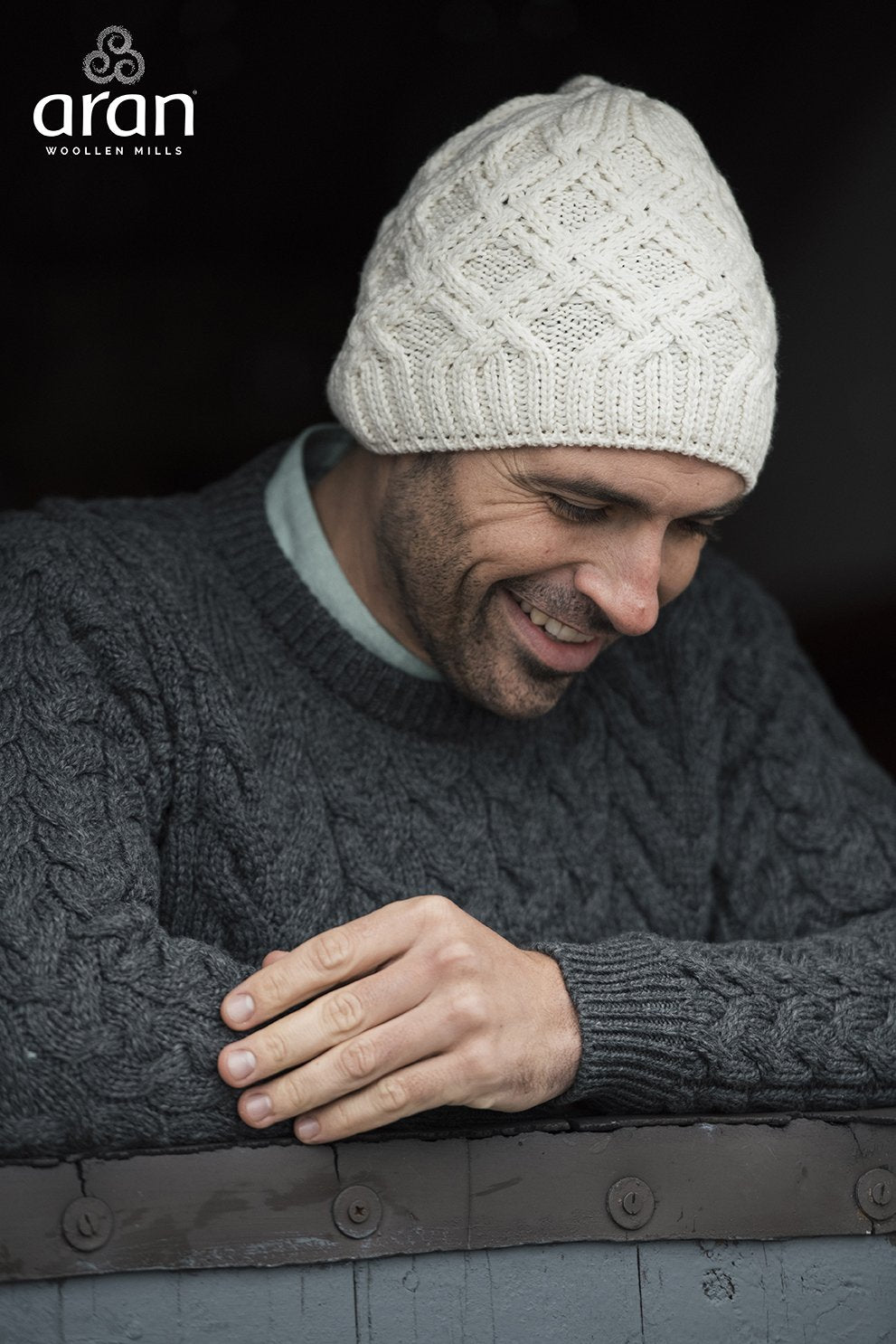 Men&#39;s Supersoft Merino Wool Cross Cable Hat by Aran Mills - 4 Colours