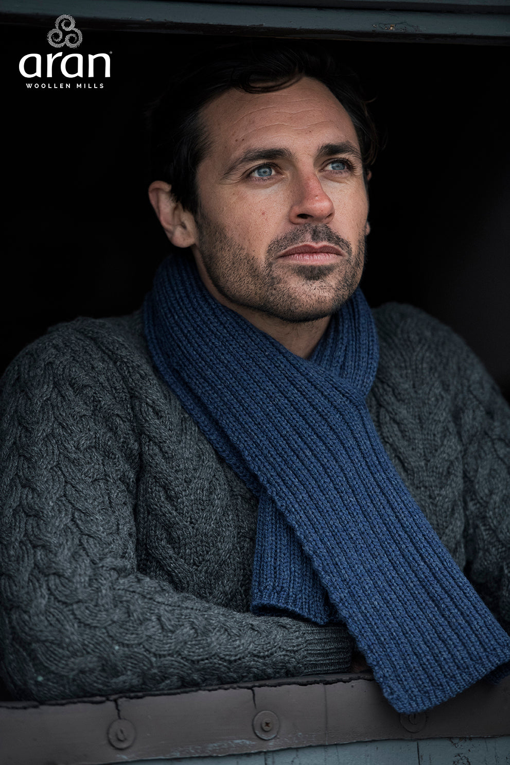 Men&#39;s Supersoft Merino Wool Rib Knit Scarf by Aran Mills - 4 Colours