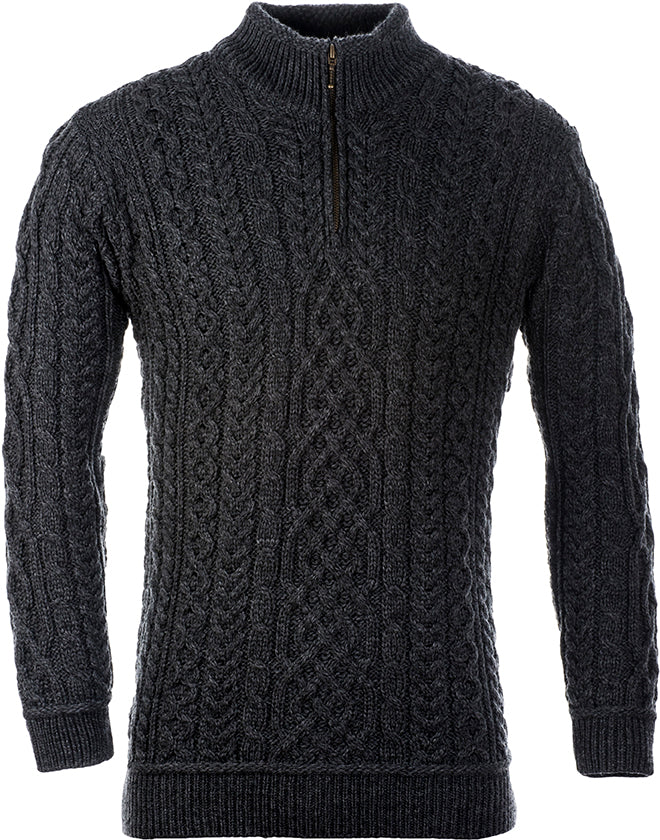 Men&#39;s Supersoft Merino Wool Zip Neck Sweater by Aran Mills - 3 Colours