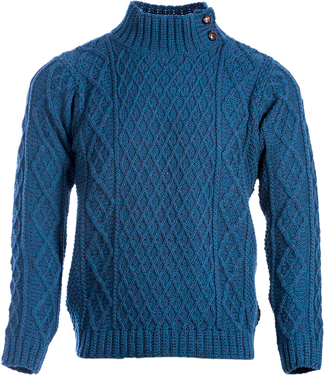 Men&#39;s Merino Wool Button Neck Sweater by Aran Mills - 3 Colours