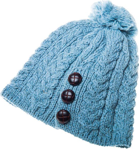 Ladies Merino Wool Hat with Bobble by Aran Mills - 10 Colours