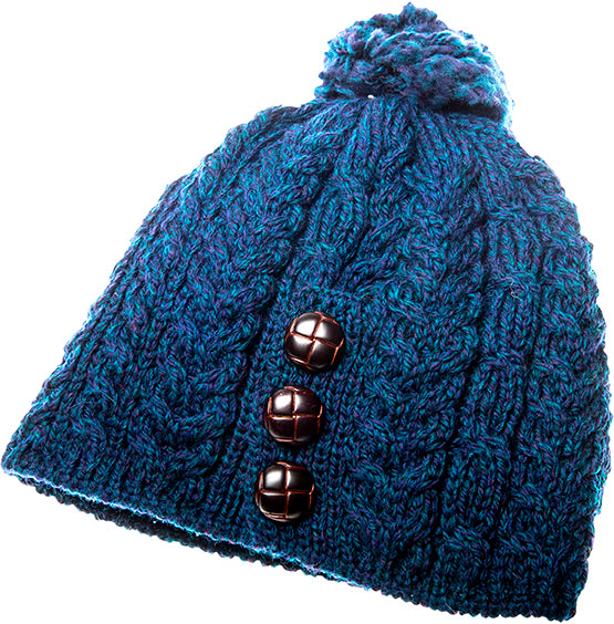 Ladies Merino Wool Hat with Bobble by Aran Mills - 10 Colours