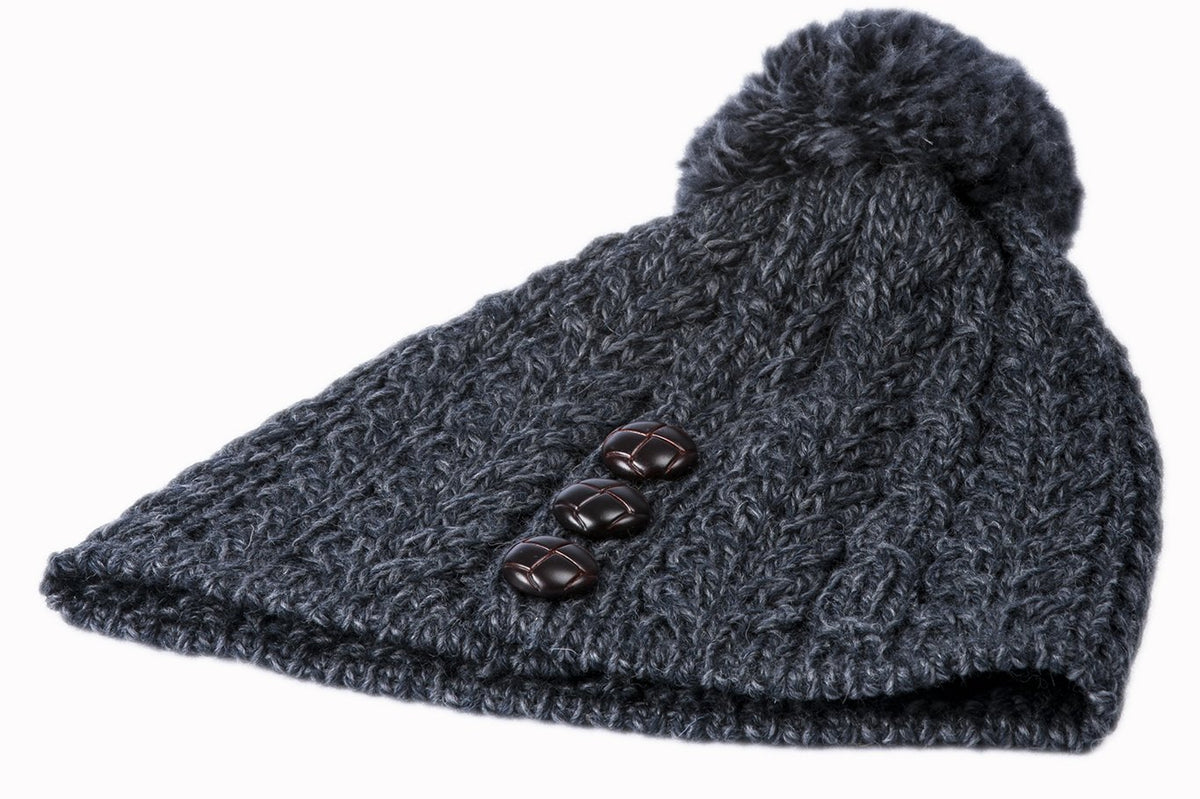 Ladies Merino Wool Hat with Bobble by Aran Mills - 10 Colours