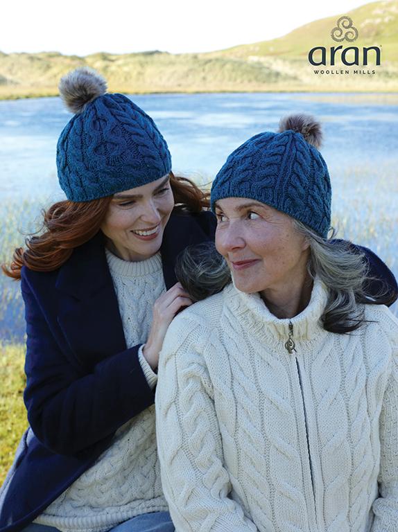 Ladies Supersoft Merino Wool Hat with Faux Fur Bobble by Aran Mills - 5 Colours