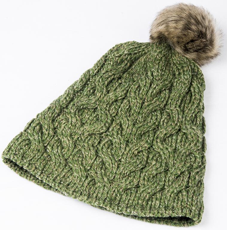 Ladies Supersoft Merino Wool Hat with Faux Fur Bobble by Aran Mills - 5 Colours