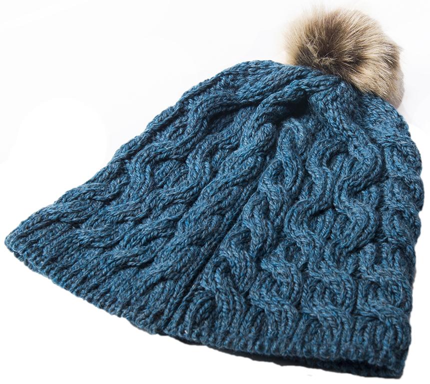 Ladies Supersoft Merino Wool Hat with Faux Fur Bobble by Aran Mills - 5 Colours