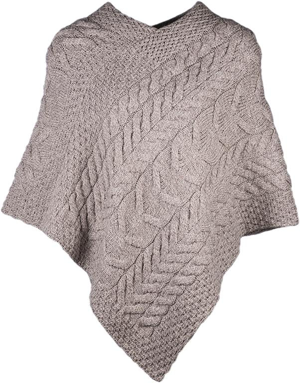 Ladies Supersoft Merino Wool Large Weave Poncho by Aran Mills - 8 Colours