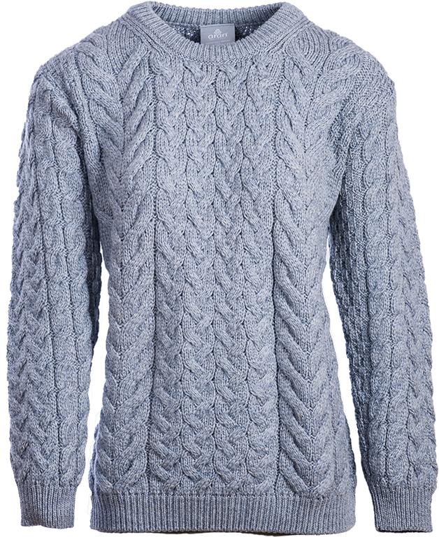 Ladies Supersoft Merino Wool Cable Crew Neck Sweater by Aran Mills - 5 Colours