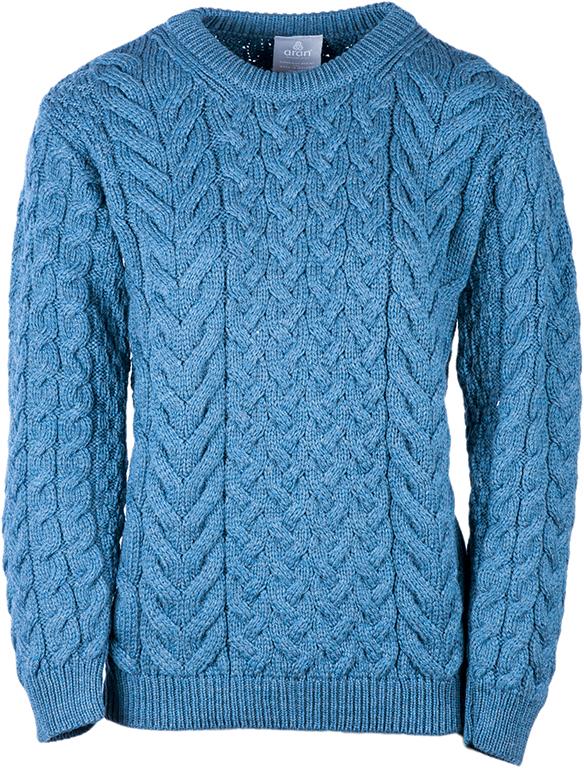 Ladies Supersoft Merino Wool Cable Crew Neck Sweater by Aran Mills - 5 Colours