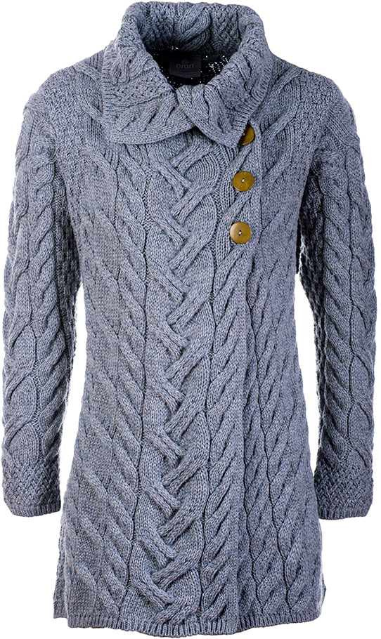 3 Button Long Supersoft Merino Wool Cardigan by Aran Mills