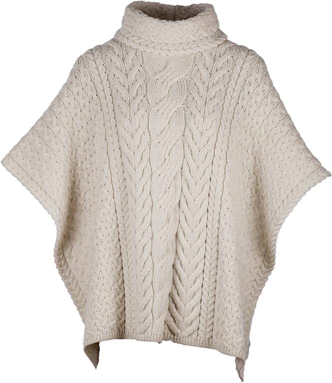 Ladies Supersoft Merino Wool Cowl Neck Poncho by Aran Mills - 6 Colours