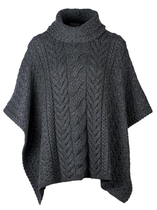 Ladies Supersoft Merino Wool Cowl Neck Poncho by Aran Mills - 6 Colours