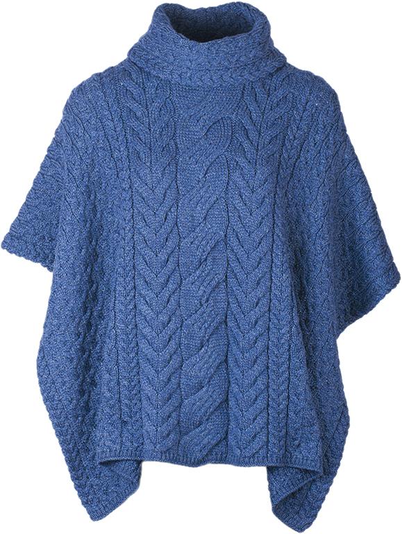 Ladies Supersoft Merino Wool Cowl Neck Poncho by Aran Mills - 6 Colours