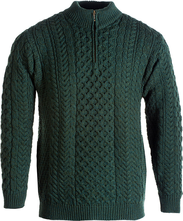 Men&#39;s Merino Wool Zip Neck Sweater by Aran Mills - 2 Colours