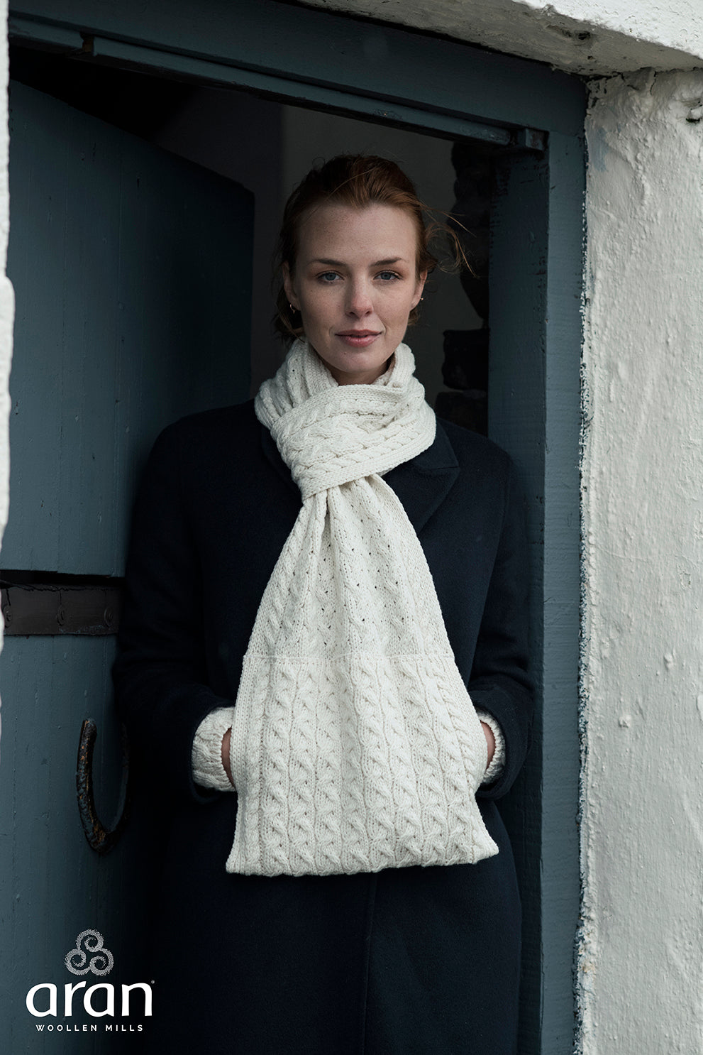 Ladies Supersoft Merino Wool Wide Scarf with Pockets by Aran Mills - 4 Colours