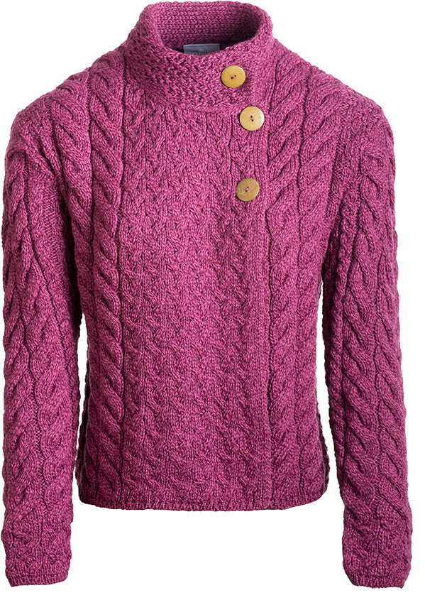 Ladies Supersoft Merino Wool Asymmetrical Cable Cardigan by Aran