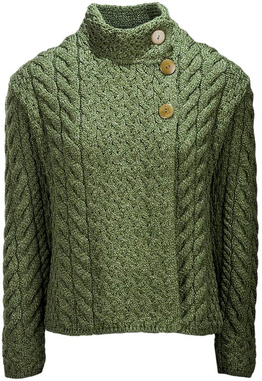 Ladies Supersoft Merino Wool Asymmetrical Cable Cardigan by Aran Mills - 6 Colours