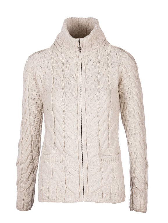 Ladies Supersoft Merino Wool Zip Up Cardigan by Aran Mills - 2 Colours