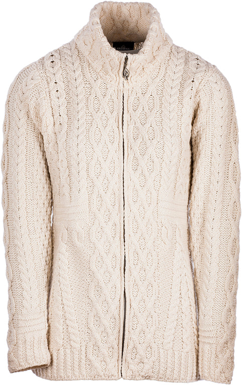 Ladies Merino Wool Zip Cardigan by Aran Mills - 2 Colours